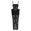 2026 Elegant Black Lace Spaghetti-Strap Maxi Dress Black Floral Lace Party Evening Gown Birthday Prom Vestidos