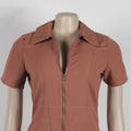 Sexy Deep V-neck Party Woman Jumpsuits Zipper Pocket Turn Down Collar Skinny Night Club Outfits One Piece Jumpsuit