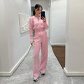 Women's Knitted Pants Two-piece Set Fashion Long Sleeve Single Breasted Sweater Wide-leg Pants Lady 2026 Spring Casual Outfits