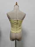 Solid Spliced Diamonds Hollow Out Vests for Women Strapless Sleeveless Tunic Temperament Vest Female