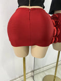 Women Sexy Knitted Mini Bodycon Top Bandage Skirt Two Piece Sets 2025 Celebrity High Street Night Club Birthday Party Outfits