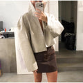 Casual Solid Pu Crocodile Grain Jacket Women Fashion Full Sleeve Stand Collar Loose Female Outwear 2026 Autumn Lady Coats Chic