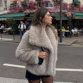 2026 Winter New Fashion Gradient Fluffy Fur Coat Women High Street Luxury Big Fur Collar Faux Fox Fur Jacket Female Overcoats