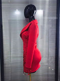 Women Long Sleeve Shining Beading Sequins Sexy V-Neck Bodycon Slim Mini Dress Bar Singer Celebrate Nightclub Party Outfit