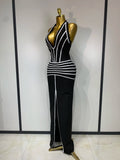 Women Sexy Halter Neck Maxi Long Bandage Dress Black Sleeveless Backless Bodycon Birthday Dress Evening Party Prom Gown