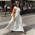 Elegant Polka Dot Long Dress Women's High Waist A-line Maxi Dresses Evening Party Summer Holiday Resort Blue Black Green White