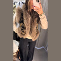 Chic Embroidery Fur Patchwork Waistcoats Women Stand Collar Sleeveless Female Vests 2026 Autumn Lady High Street Furry Tops New