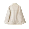 The new  women's jacket with extra thick warm and extra thick lamb feather rider jacket with artificial fur