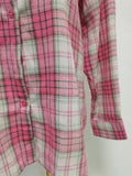 American Streetwear Pink Plaid Shirt for Women Lapel Removable Designer Long Sleeve Casual Shirts Female Fashion