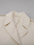 Women's Double Breasted Trench Coat Lapel Waist-Cinching Lace Up Mid Length Windbreaker Jacket Autumn Casual Street Coat