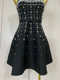 Sexy Sleeveless A Line Bandage Mini Dress Women Luxury Diamonds Birthday Party Gowns Evening Celebrity Club Show Wear Vestido
