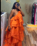 Women Sleeveless Ruffles Loose Ball Gown Smock Strap Maxi Long Sexy Dress 2025 Birthday Vacation Party Dresses Vestidos