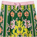 Bow Tie Neck Women Floral Print Set Long Puff Sleeve Cuff Trim Loose Blouse Vibrant Ethnic Midi Skirt Straight Hem Street Daily