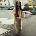 Printed Women Pants Belted Wide Leg Trousers Drawstring Waist Wide Leg Pants Loose Jogger Pants Casual Camouflage Long Pants