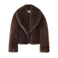 Street Fashion Shawl Collar Faux Fox Fur Coat Women 2024 Winter Cool Girls Black Short Fur Jacket Vintage Chic Overcoat