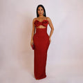 Women Summer Sleeveless V-neck Ruched Flowers Hollow Out Bodycon Long Dresses Sexy Solid Birthday Evening Party Vestidos
