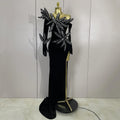 Shiny Diamond Velvet Sexy Side Slit Floor Length Dress With Gloves Women Chic Birthday Banquet Show Host Nightclub Stage Wear