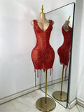 Sparkly Party Evening Celebrate Wedding Mini Dress Luxury Women Sexy Sleeveless Mesh See Through Birthday Cocktail Dresses