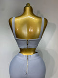 Women Sexy Bandage Crop Top Pant Set Evening Party Club Luxury Birthday High Street Fashion Elegant Luxury Birthday Outfit