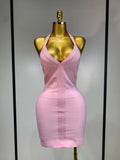 Women Sexy V Neck Backless Mini Bodycon Bandage Dress 2026 Elegant Evening Nightclub Evening Party Cocktail Prom Dress