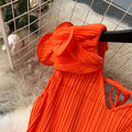 Women Ruffles Splicing V-neck Sleeveless Bodycon Midi Pleated Maxi Long Dress  Birthday Sexy Club Party Even Dresses