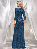 Luxury Evening Dress Women Half Sleeve Mermaid Formal Sequin Prom Maxi Dress Elegant Wedding Party Cocktail Graduation Gown