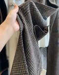 Original Winter New Style Retro British Style High-end Double-breasted Knee-length Check Coat for Women