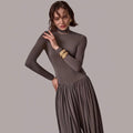 Sexy Hot Girl Solid Color Jumpsuits for Women Round Neck Long Sleeve Backless Side Split Streetwear Jumpsuit Female