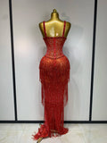 Shining Rhinestones Bodycon Long Dress Women Sexy Transparent Elagant Evening Party Birthday Prom Dress Photo Shoot Outfit