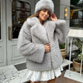 Solid Fashionable Fuax Fur Jacket for Women Lapel Long Sleeves Slim Spliced Lace Up Coat Female Winter Clothing New