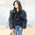 Ruffles Shirts For Women O Neck Lantern Sleeve Loose Pullover Summer Blouse Female Fashion Style Clothing