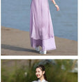 Vietnam Traditional Dress Aodai Chinese Improved Qipao Chiffon Fairy Women Elegant Oriental Improved Qipao Tea Art Hanfu Set