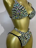 Sexy Swimwear Fashion Bar Blingbling Bikini Sparkly Crystal Bikini Two Piece Set Bathingsuit Bikini Nightclub Stage Show Outfit