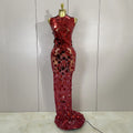 Women Sparkly Sequins Sexy Mesh Maxi Dress Luxury Birthday Party Evening Celebrate Performance Singer Nightclub Stage Costume