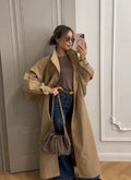 Stylish Solid Stand Collar Button Front Loose Maxi Trench Coat Batwing Long Sleeve Outerwear Women Autumn Daily Office Wear New