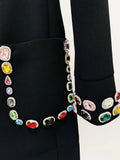 2026 New Sparkling Luxury Colored Diamonds Stand Collar Design Mini Dress Women'S Long Sleeved Fashion Elegant Vestidos