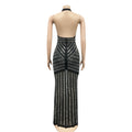Rhinestone Splicing Halter Deep V-neck Open Back Maxi Dress Women Sexy Night Club Party Long Dresses Vestidos