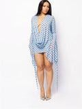 Summer Polka Dot Print Dress Woman Sexy Swing Collar Backless Batwing Sleeve Tassel Clubwear Party Midnight Bodycon