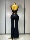Women Sexy Bandage Crop Top Pant Set Evening Party Club Luxury Birthday High Street Fashion Elegant Luxury Birthday Outfit