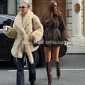 Winter 2026 Long Belted Wrap Fur Jacket Women Street Fashion Girls Shawl Collar Faux Lamb Fur Robe Coat Fuzzy Outerwear