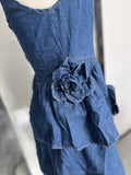 3D Flower Double-layer Denim Slip Short Dress Women Fashion Sleeveless High Waist Mini Dresses Chic Lady Party Robe