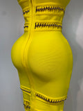 Women Sleeveless Sexy Square Collar Tassel Bodycon Bandage Dress Celebrity Elegant Evening Party High Quality Birthday Dress