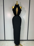 2025 New Women Sexy Halter Hollow Out Flowers Bodycon Bandage Dress Red Backless Elegant Party Luxury Birthday Wedding Dresses