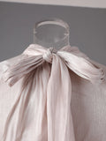 Solid Spliced Ruffles Folds Long Elegant Dresses for Women Lace Up Stand Neck Long Sleevs Tunic Temperament Dress Female