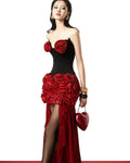 Women's Red Corsage Tube Top + Bud Skirt Set Glam Luxury Fashion Hot Party Evening Performance Dress Robe Femme Chic Et Élégante
