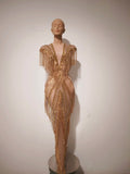 Women Sexy Mesh Sparkly Rhinestone Tassels Stretch Long Dress Evening Nightclub Singer Dance Stage Costume Luxury Birthday Gowns