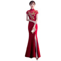 Red Traditional Chinese Style Bride Wedding Dresses Embroidery Cheongsam Gown Robe Party Evening Dress Marry Vestido