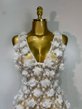 Women Luxury Pink Flowers Pearls Lace See Through Bodycon Mini Dress Birthday Photoshoot Evening Party Nightclub Stage Costume
