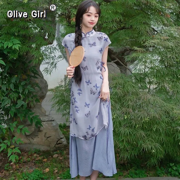 Olive Girl Romantic Qipao for Garden Wedding 2026 Fairycore Photoshoot Everyday Wear S-XXL XS-3XL Plus Size Romantic Garden Party Editorial Not Costume Qipao Cheongsam Chinese Dress Chinese Heritage Fashion Women