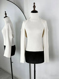 Women's Ribbed Knit Turtleneck Cutout Shoulder Halter Vest Long-Sleeved Shawl 2-Piece Set Slim Y2K Sexy Street Autumn Top